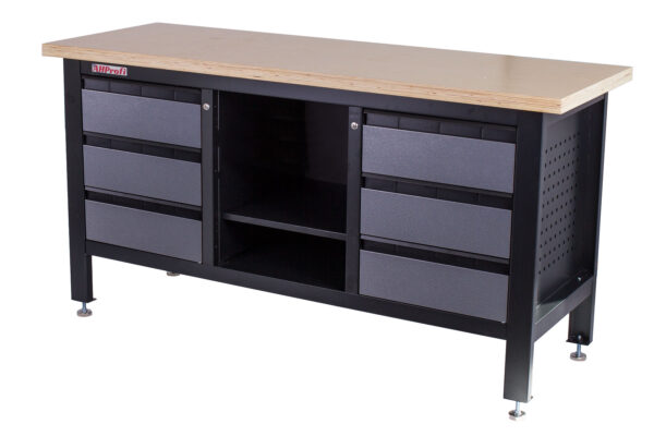Dílenský ponk s dřevěnou pracovní deskou