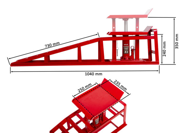 Nájezdové rampy s hydraulickým zvedákem, pár - 2 t - AH019333