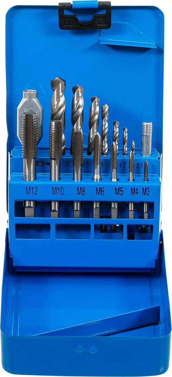 Závitníky M3 - M12 a vrtáky 2,5 - 10,2 mm, 15 ks - B1987
