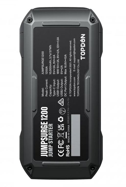 TOPDON Car Jump Starter JumpSurge 1200, 10 000 mAh