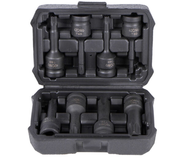 Sada vnějších nástrčných klíčů TORX 1/2", 8 ks - HT206201